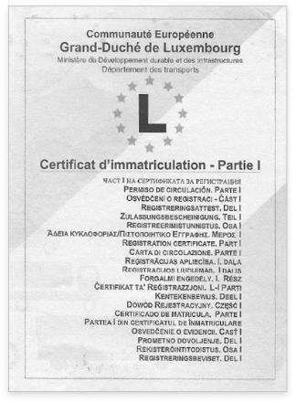 Certificat immatriculation partie I